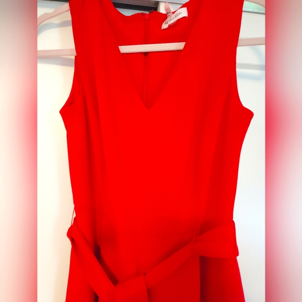 Red Jumpsuit Romper Calvin Klein Size 2